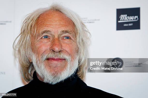 Actor Pierre Richard attends his press conference on April 23, 2014 in Prague, Czech Republic. Richard will present new red wine Petrus Ricardus from...