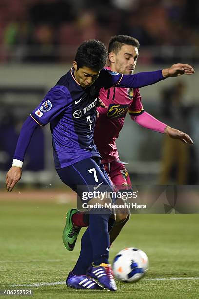 Koji Morisaki of Sanfrecce Hiroshima in action during the AFC Champions League Group F match between Sanfrecce Hiroshima and Central Coast Mariners...