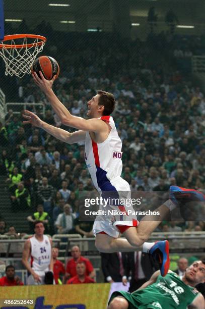 Vitaly Fridzon, #7 of CSKA Moscow in action during the Turkish Airlines Euroleague Basketball Play Off Game 4 between Panathinaikos Athens v CSKA...