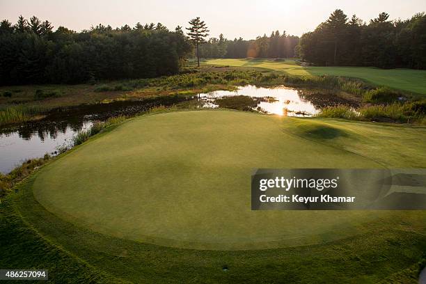 Course scenic view of the second hole green during practice for the Deutsche Bank Championship at TPC Boston on September 2, 2015 in Norton,...