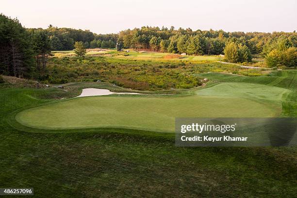 Course scenic view of the third hole green during practice for the Deutsche Bank Championship at TPC Boston on September 2, 2015 in Norton,...