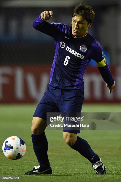 Toshihiro Aoyama of Sanfrecce Hiroshima in action during the AFC Champions League Group F match between Sanfrecce Hiroshima and Central Coast...