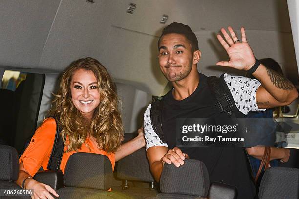 Actors Alexa Vega and Carlos Pena, Jr. Leave the "Good Morning America" taping at the ABC Times Square Studios on September 2, 2015 in New York City.