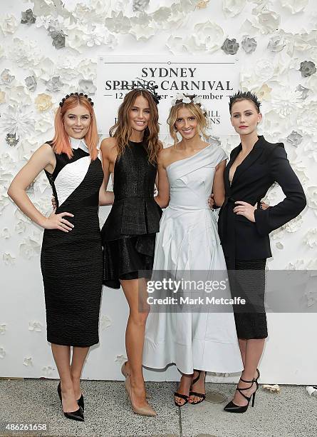 Carissa Walford, Jodi Anasta, Kate Waterhouse and Anna Bamford pose during the 2015 Sydney Spring Carnival launch at Royal Randwick Racecourse on...