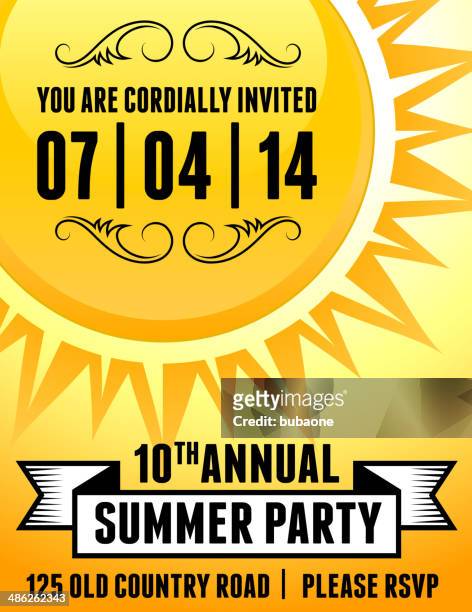 stockillustraties, clipart, cartoons en iconen met american 4th of july barbecue party with sun background - afspraak maken