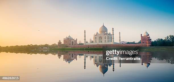 taj mahal agra india - reflection water india stock pictures, royalty-free photos & images