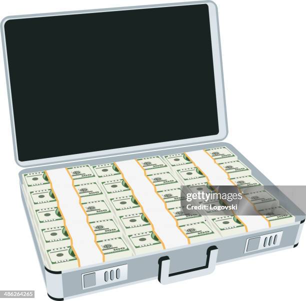 money briefcase - open suitcase stock illustrations