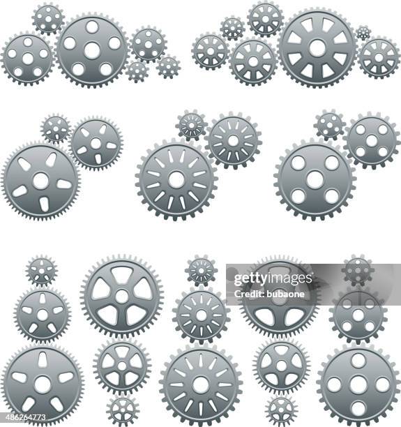 metallic gears royalty free vector interface icon set - difference engine stock illustrations