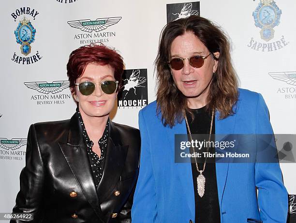 Sharon Osbourne and Ozzy Osbourne attend the VIP opening reception for 'Dis-Ease', an evening of fine art with Billy Morrison at Mouche Gallery on...
