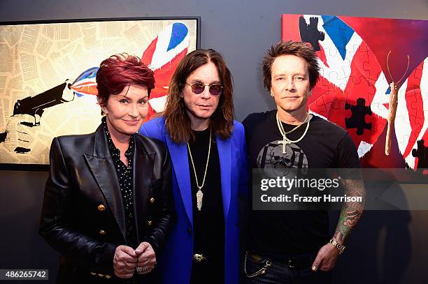 Sharon Osbourne, Ozzy Osbourne and Billy Morrison attend an VIP Opening Reception For "Dis-Ease" An Evening Of Fine Art With Billy Morrison at Mouche...