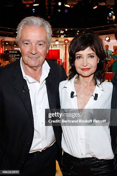 Main guests of the show, Actors Pierre Arditi and his wife Evelyne Bouix present the Theater Play 'Le mensonge', performed at Theatre Edourd VII,...