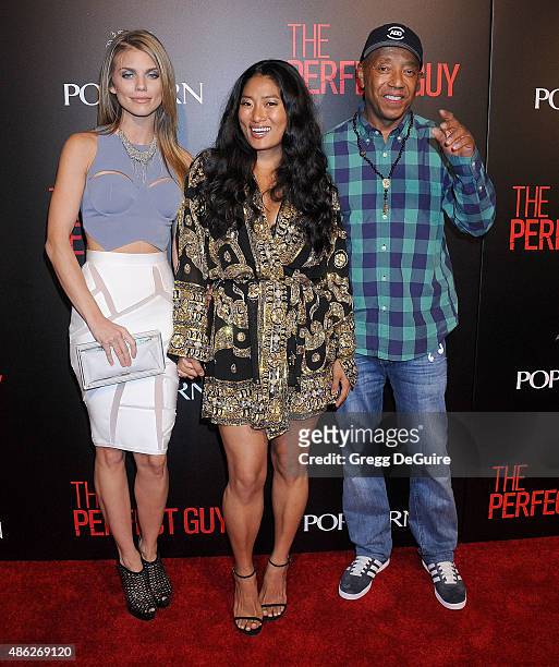 AnnaLynne McCord, Chloe Flower and Russell Simmons arrive at the premiere of Screen Gems' "The Perfect Guy" at The WGA Theater on September 2, 2015...