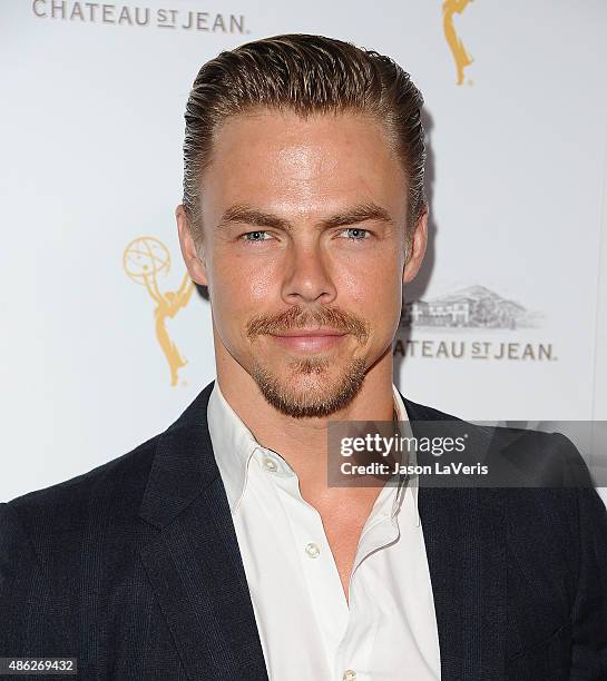 Derek Hough attends the Television Academy's cocktail reception for the 67th Emmy Award nominees for Outstanding Choreography at Montage Beverly...