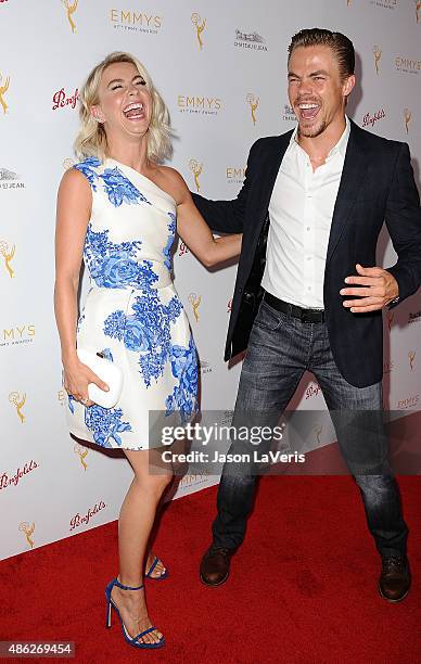 Julianne Hough and Derek Hough attend the Television Academy's cocktail reception for the 67th Emmy Award nominees for Outstanding Choreography at...
