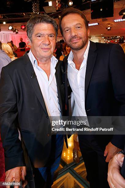 Actors Lionel Astier and Samuel Le Bihan present the France 2 TV Series 'Alex Hugo' during the 'Vivement Dimanche' French TV Show. Held at Pavillon...