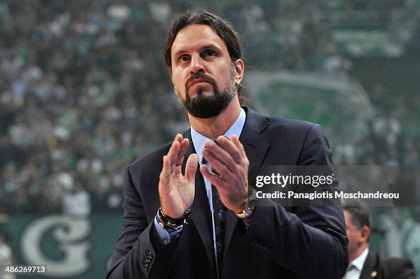 Fragiskos Alvertis, Head Coach of Panathiniakos Athens react during the Turkish Airlines Euroleague Basketball Play Off Game 4 between Panathinaikos...