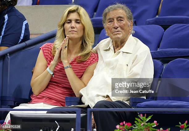 Tony Bennett and his wife Susan Crow attend day three of the 2015 US Open at USTA Billie Jean King National Tennis Center on September 2, 2015 in the...