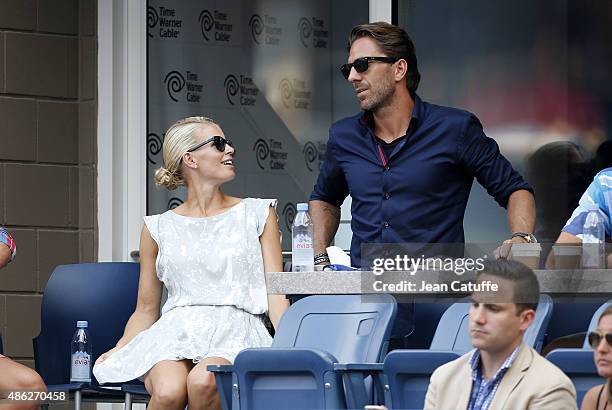Henrik Lundqvist and his wife Therese Andersson Lundqvist attend day three of the 2015 US Open at USTA Billie Jean King National Tennis Center on...