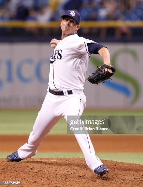 Grant Balfour of the Tampa Bay Rays pitches against the New York Yankees on April 17, 2014 at Tropicana Field in St. Petersburg, Florida.