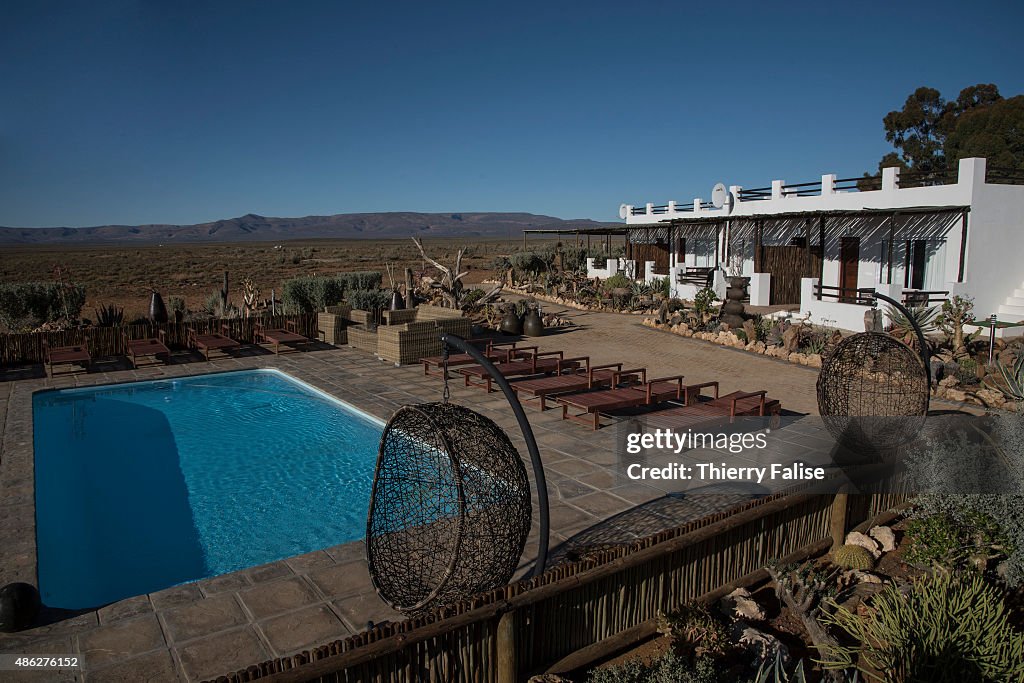 Bungalows and the swimming pool at the Inverdoorn Game...