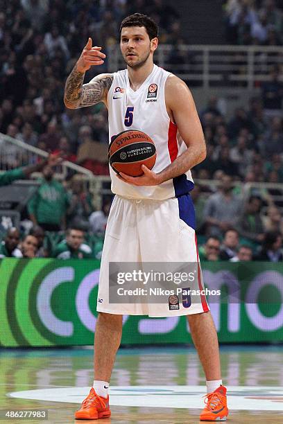 Vladimir Micov, #5 of CSKA Moscow in action during the Turkish Airlines Euroleague Basketball Play Off Game 4 between Panathinaikos Athens v CSKA...