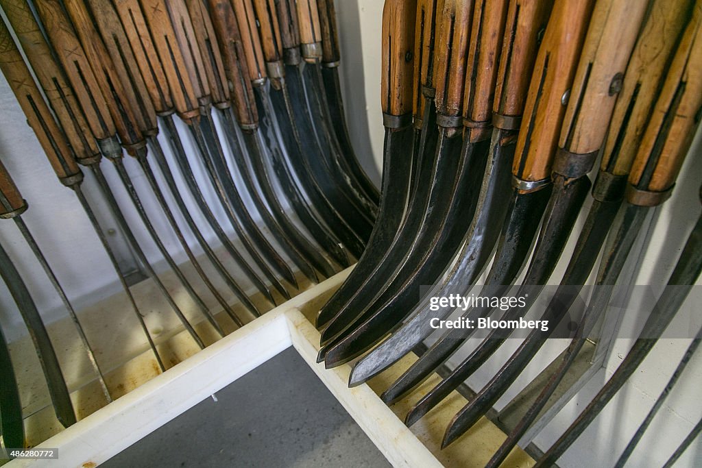 Flense Traditional tools used for cutting whale blubber sit in a storage ...