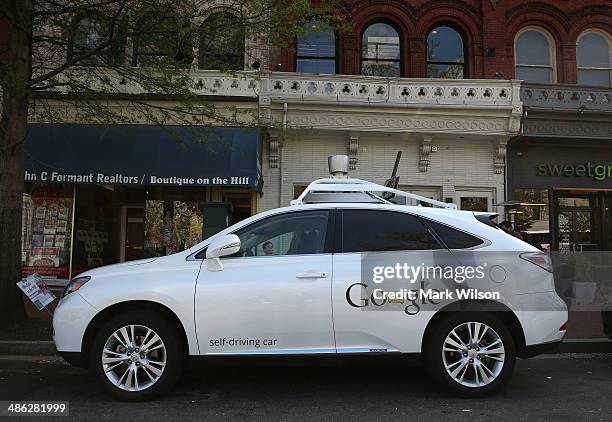 Googles Lexus RX 450H Self Driving Car is seen parked on Pennsylvania Ave. On April 23, 2014 in Washington, DC. Google has logged over 300,000 miles...