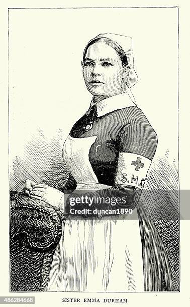 stockillustraties, clipart, cartoons en iconen met victorian nurse emma durham recipient of the royal red cross - zuster