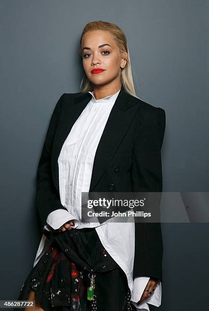 Rita Ora visits Kiss FM Studio's on September 3, 2015 in London, England.