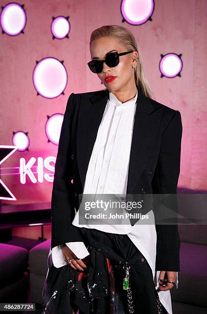 Rita Ora visits Kiss FM Studio's on September 3, 2015 in London, England.