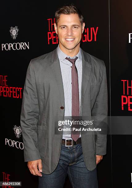 Actor Sam Page attends the premiere of "The Perfect Guy" at The WGA Theater on September 2, 2015 in Beverly Hills, California.