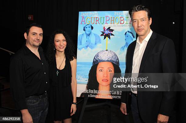 Director Richard Montes, actress Jade Puga and actor Russell Wong at the Screening Of Safada Y Sano Productions' "Aguruphobia" held at Laemmle NoHo 7...