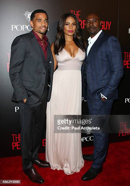 Actors Michael Ealy, Sanaa Lathan and Morris Chestnut attend the premiere of "The Perfect Guy" at The WGA Theater on September 2, 2015 in Beverly...