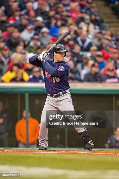 Josh Willingham of the Minnesota Twins bats against the Cleveland Indians on April 4, 2014 at Progressive Field in Cleveland, Ohio. The Indians...