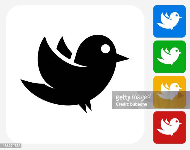 illustrazioni stock, clip art, cartoni animati e icone di tendenza di uccello icona piatto di design grafico - messaggistica online