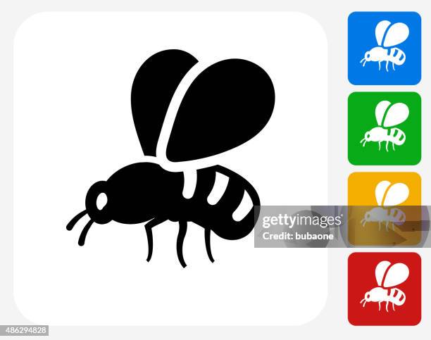 bee icon flat graphic design - pollination stock illustrations