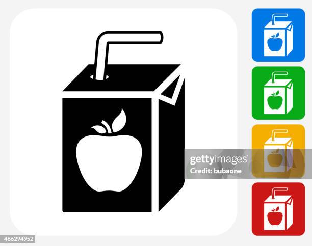 apple juice box icon flat graphic design - apple juice box stock illustrations