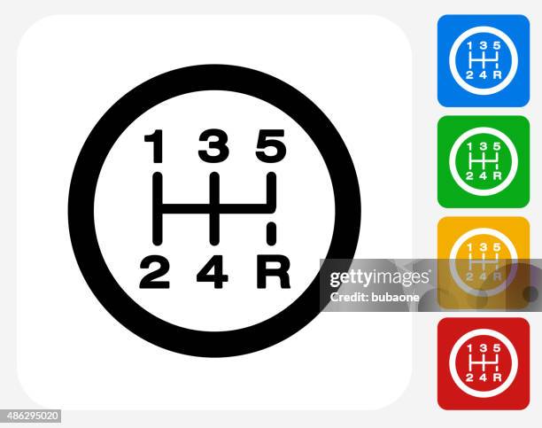 stick shift icon flat graphic design - reversing stock illustrations