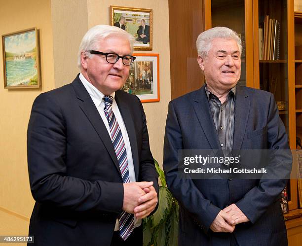 German Foreign Minister Frank-Walter Steinmeier, meets Opposition-Leader Vladimir Voronin, on April 23, 2014 in Chisinau, Moldova. German Foreign...