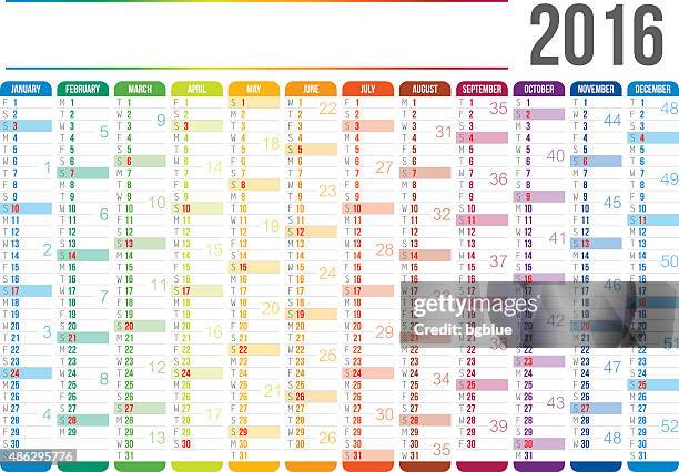 calendar 2016 - fourniture de bureau stock illustrations