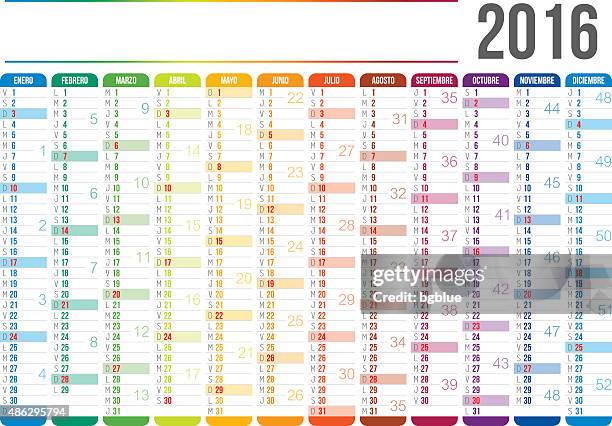 spanische kalender 2016 - fourniture de bureau stock-grafiken, -clipart, -cartoons und -symbole