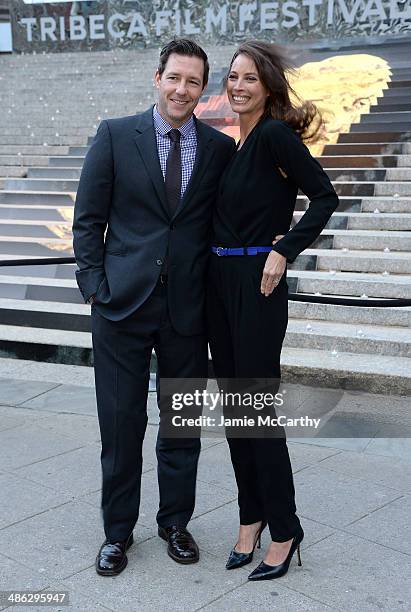 Edward Burns and Christy Turlington Burns attend the Vanity Fair Party during the 2014 Tribeca Film Festival at the State Supreme Courthouse on April...