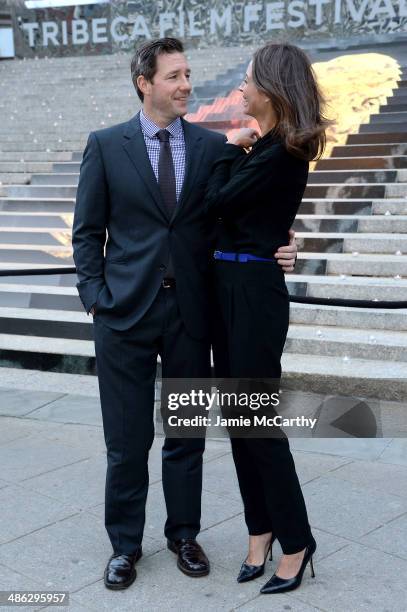 Edward Burns and Christy Turlington Burns attend the Vanity Fair Party during the 2014 Tribeca Film Festival at the State Supreme Courthouse on April...