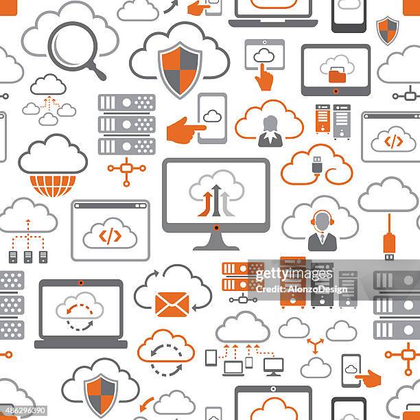 stockillustraties, clipart, cartoons en iconen met cloud computing pattern - cloud opslag
