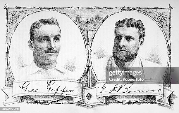 Vintage illustration, featuring Australian cricketers George Giffen and George Bonnor, from the contemporary journal Sporting Mirror published in...