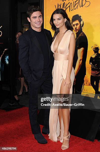 Actors Zac Efron and Emily Ratajkowski arrive at the premiere of Warner Bros. Pictures' 'We Are Your Friends' at TCL Chinese Theatre on August 20,...