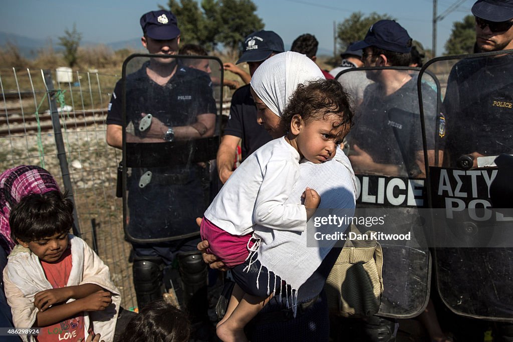Migrants Gather At Greece-Macedonia Border As They Continue Their Journey Into Europe