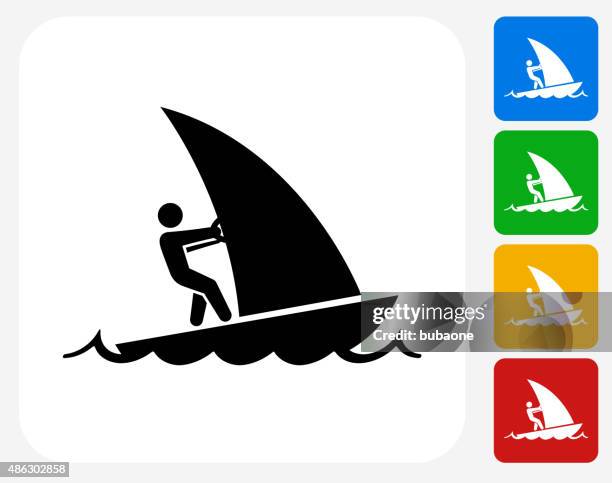 sail boat icon flat graphic design - motorboating stock illustrations