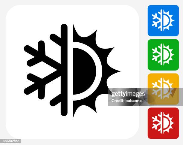 heiße und kalte symbol flache grafik design - wärme stock-grafiken, -clipart, -cartoons und -symbole