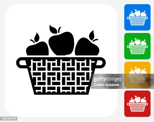 ilustrações de stock, clip art, desenhos animados e ícones de apple cesto ícone flat design gráfico - basket icon